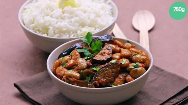 Haricots Tarbais à l'indienne aux aubergines et riz Basmati au citron par Silvia Santucci