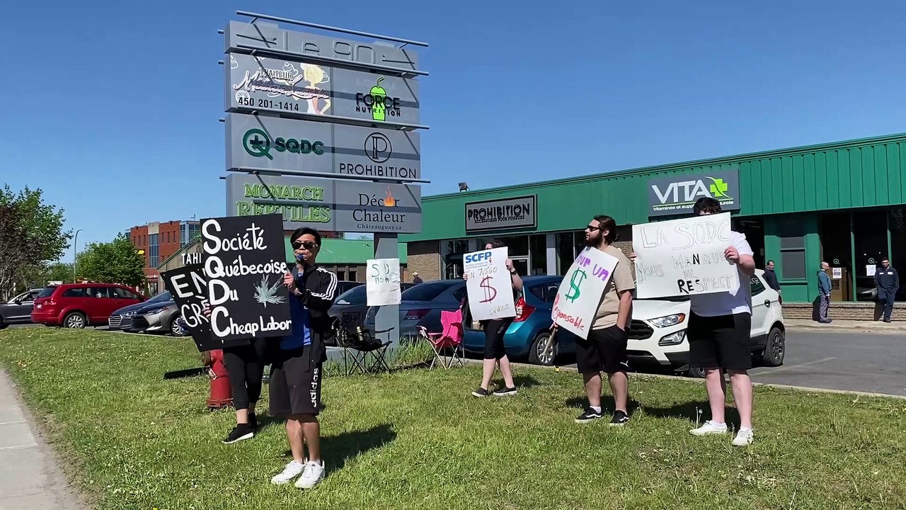 Manifestation des employés de la SQDC Châteauguay Vidéo Dailymotion