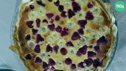 Tarte à la banane et framboises