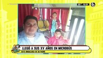 Joven llega a sus XV en microbús; está orgullosa de su padre