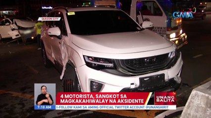 4 motorista, sangkot sa magkakahiwalay na aksidente sa QC | UB