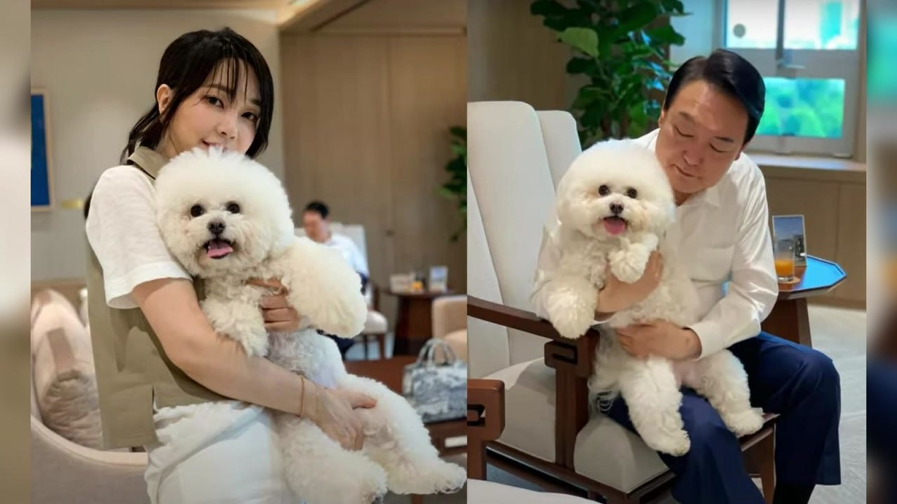 김건희 여사, 반려견 데리고 尹 집무실 찾아...팬카페에 공개 / YTN