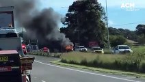 Van destroyed by fire on New England Highway at Tarro | Newcastle Herald | May 26, 2022
