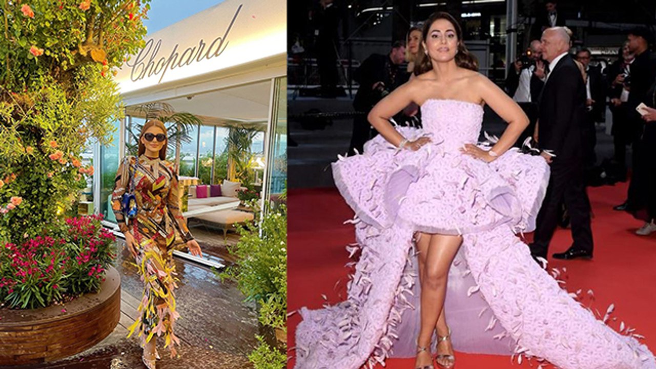 Cannes 2022: Urvashi Rautela Multicolored Feath...