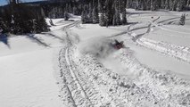 'Headcam footage shows two snowmobiles almost crashing into each other '