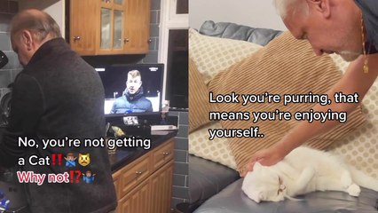 'The dad who never wanted a cat CAN'T leave his pet's side now'