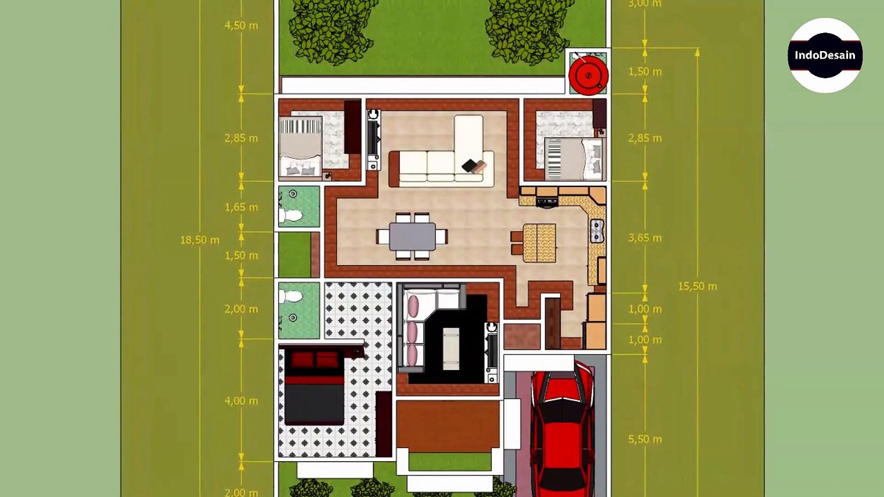 House Design - Desain rumah Minimalis 11x15, di lahan 11x18.5 meter