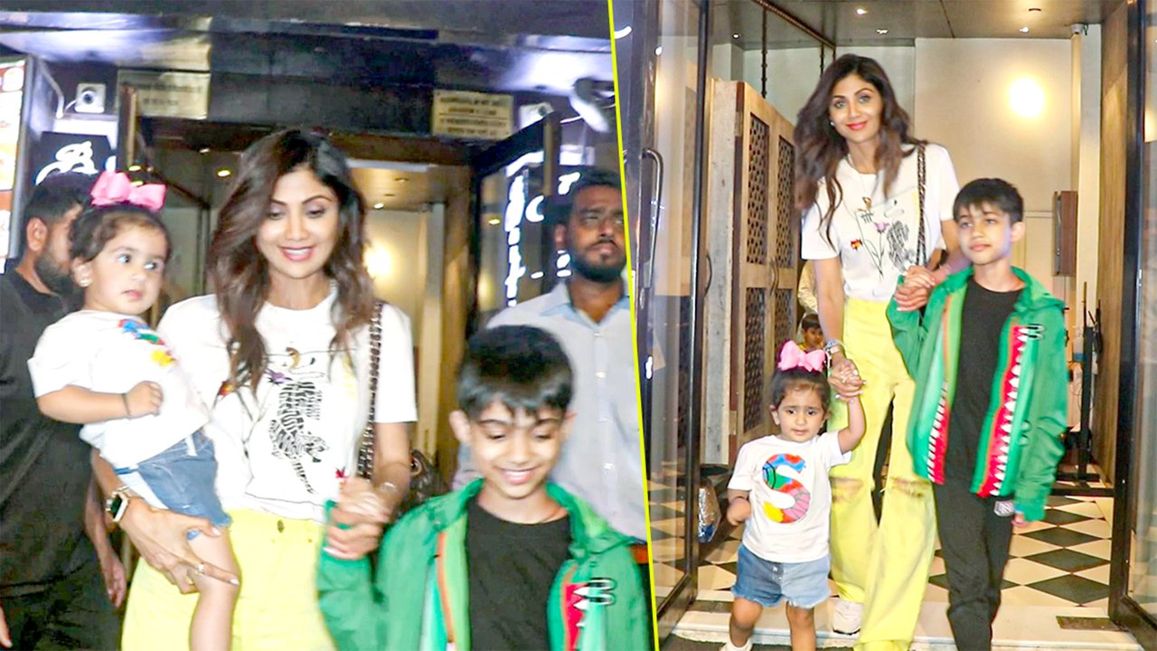 शिल्पा शेट्टी और अपने दोनों बच्चो समीशा और विवान के साथ हुई स्पॉट