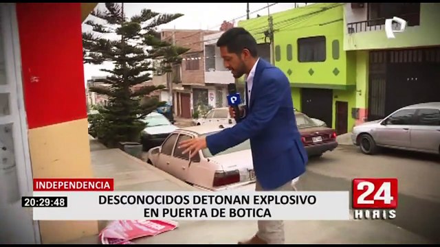 Independencia: Sujetos detonan explosivo en la puerta de una botica