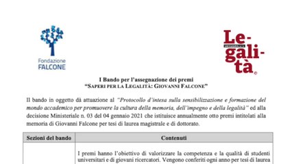 Torna il premio "Saperi per la Legalità"