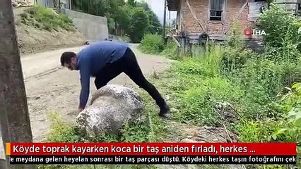 Toprak kaymasıyla koca bir taş aniden fırladı, herkesi şok etti! Ne olduğu yetkililer gelince anlaşıldı