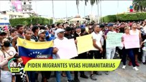 Migrantes marchan en Chiapas para exigir visas humanitarias; amenazan con nueva caravana