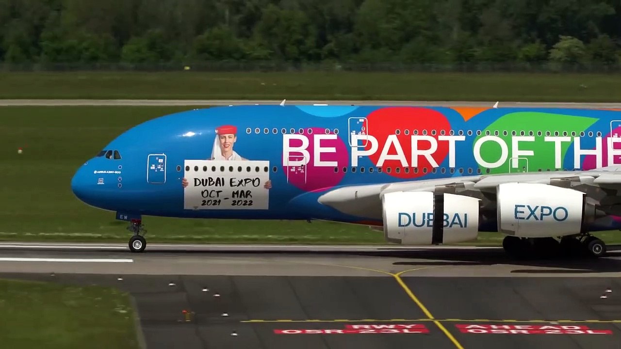 AIRBUS A380 LANDING + DEPARTURE in special colours - Best A380 livery