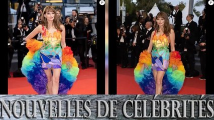 Cannes 2022 : Frédérique Bel extravagante avec sa robe multicolore... Attention les yeux !