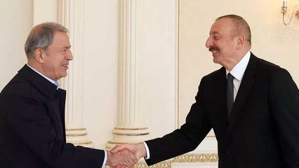 Bakan Akar ve beraberindeki TSK komuta kademesi, Aliyev ile görüştü