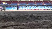 Şampiyonluk kutlamaları sonrasında Trabzonspor'un sahası sil baştan yenileniyor