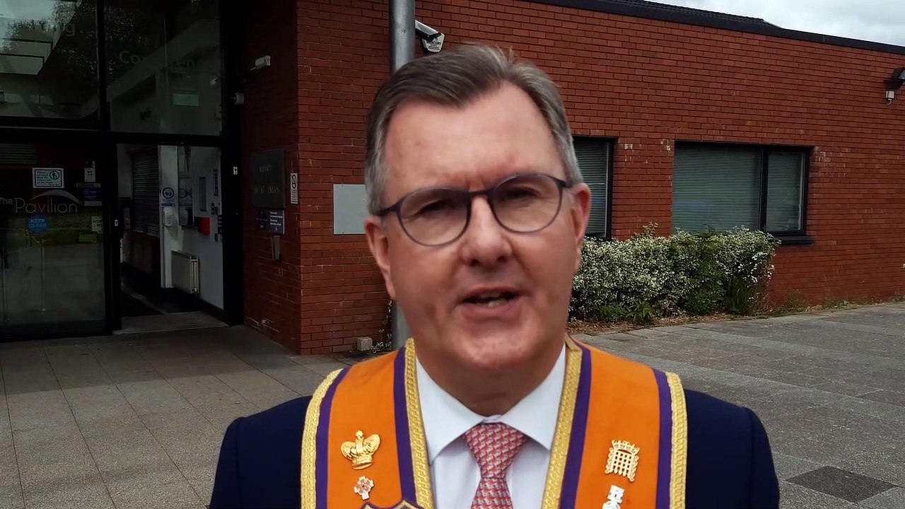 Sir Jeffrey Donaldson speaking at massive NI centenary parade, 28-05-22