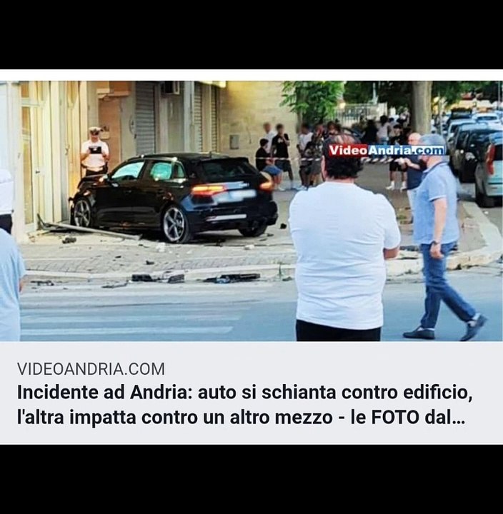 Incidente ad Andria, schianto nel quartiere Europa - i dettagli su www.videoandria.com