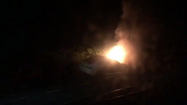 Wedding party disaster as groom's car goes up in flames