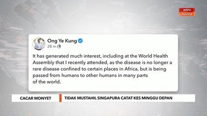 Cacar Monyet | Tidak mustahil Singapura catat kes minggu depan