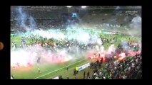 Saint-Etienne Auxerre - Barrages L2 - Scènes de chaos au stade Geoffroy Guichard