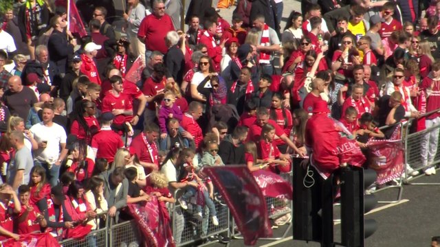 Liverpool fans preparing for the FA Cup and Carabao Cup winners parade