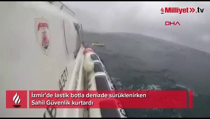 Lastik botla denizde sürüklenirken Sahil Güvenlik kurtardı