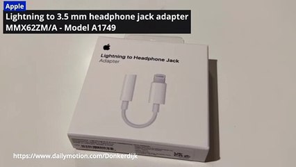 Adaptateur Apple Lightning vers 3,5 mm prise casque - MMX62ZM/A (Model 1749)