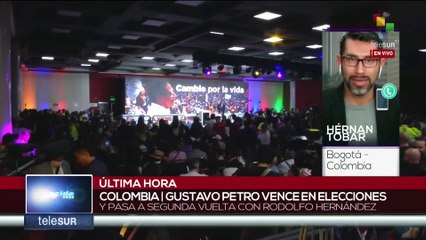 Pueblo de Colombia espera declaraciones del candidato Gustavo Petro para celebrar su victoria
