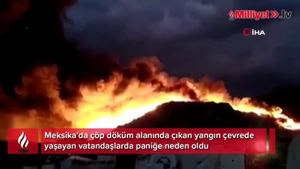 Meksika’da çöp alanında yangın
