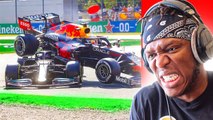 famous youtubers reacting to the  WEIRDEST MOTORSPORT MOMENTS EVER!
