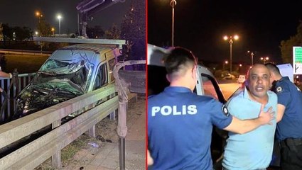 "Dur" ihtarına uymadı, bariyere çarptı! Pişkin sürücü bir de gazetecilere saldırdı