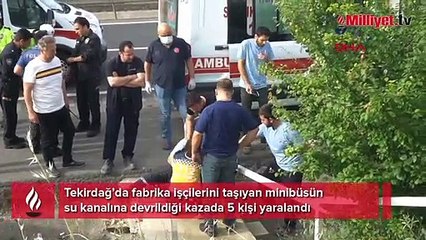 Tekirdağ'da işçi servisi devrildi: 5 yaralı