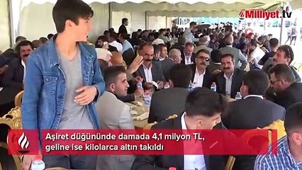 Aşiret düğününde damada takılan 4,1 milyon TL, geline ise kilolarca altın takıldı