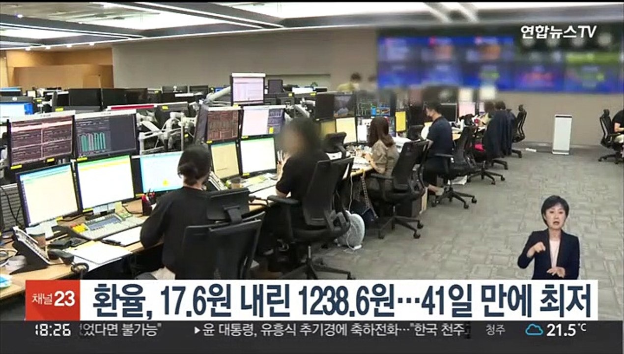 환율, 17.6원 내린 1238.6원…41일 만에 최저