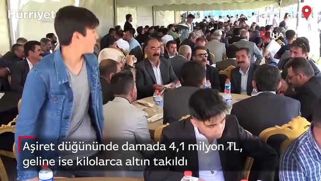 Aşiret düğününde damada 4,1 milyon TL, geline ise kilolarca altın takıldı