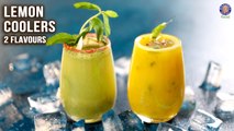 Lemon Coolers - 2 Flavours | Mint Cucumber Cooler | Basil Mango Cooler | Lemon Drinks Recipe | Ruchi