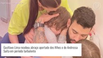 Filhos de Gusttavo Lima e Andressa Suita fazem carinho em cantor em meio à polêmica