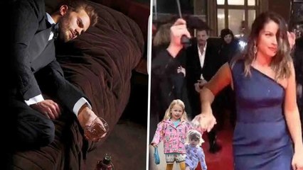 'How annoying!' Amelia Warner takes the kids away when she can't escape haunting of "Fifty Shades"