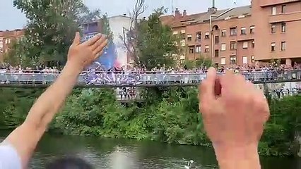 Celebración del ascenso del Real Valladolid en el Pisuerga