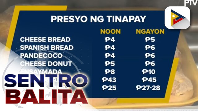 Presyo ng tinapay sa ilang panaderya, tumaas na dahil sa patuloy na pagmahal ng presyo ng ilang raw materials;