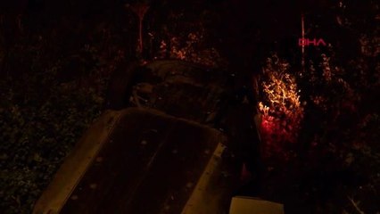 BEŞİKTAŞ'TA KONTROLDEN ÇIKAN OTOMOBİL ŞARAMPOLE YUVARLANDI