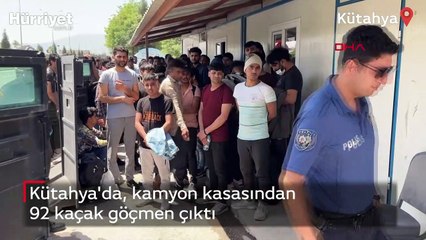 Kamyon kasasında 92 kaçak yakalandı