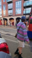 Parked Car Gets Pushed so Tram Can Pass
