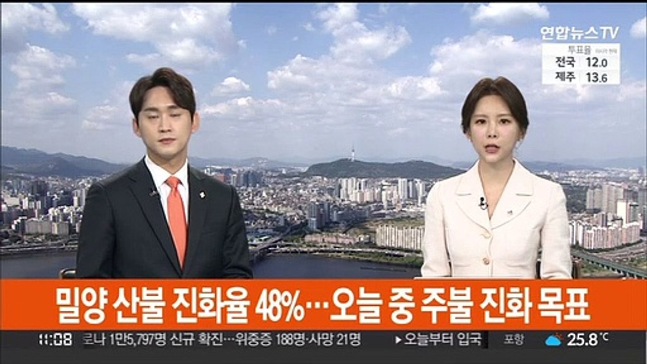 밀양 산불 진화율 48%…오늘 중 주불 진화 목표