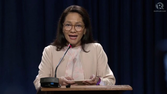 Senator Risa Hontiveros holds a press briefing