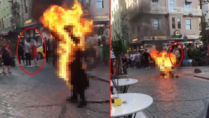 28 yaşındaki genç Galata'da kendini yakarken onlar selfie çekmenin derdine düştü