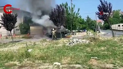 Beylikdüzü'nde cip alev alev yandı