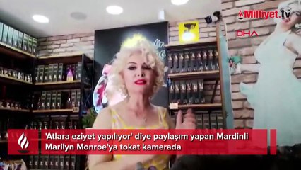 'Atlara eziyet yapılıyor' diye paylaşım yapan Mardinli Marilyn Monroe'ya tokat kamerada