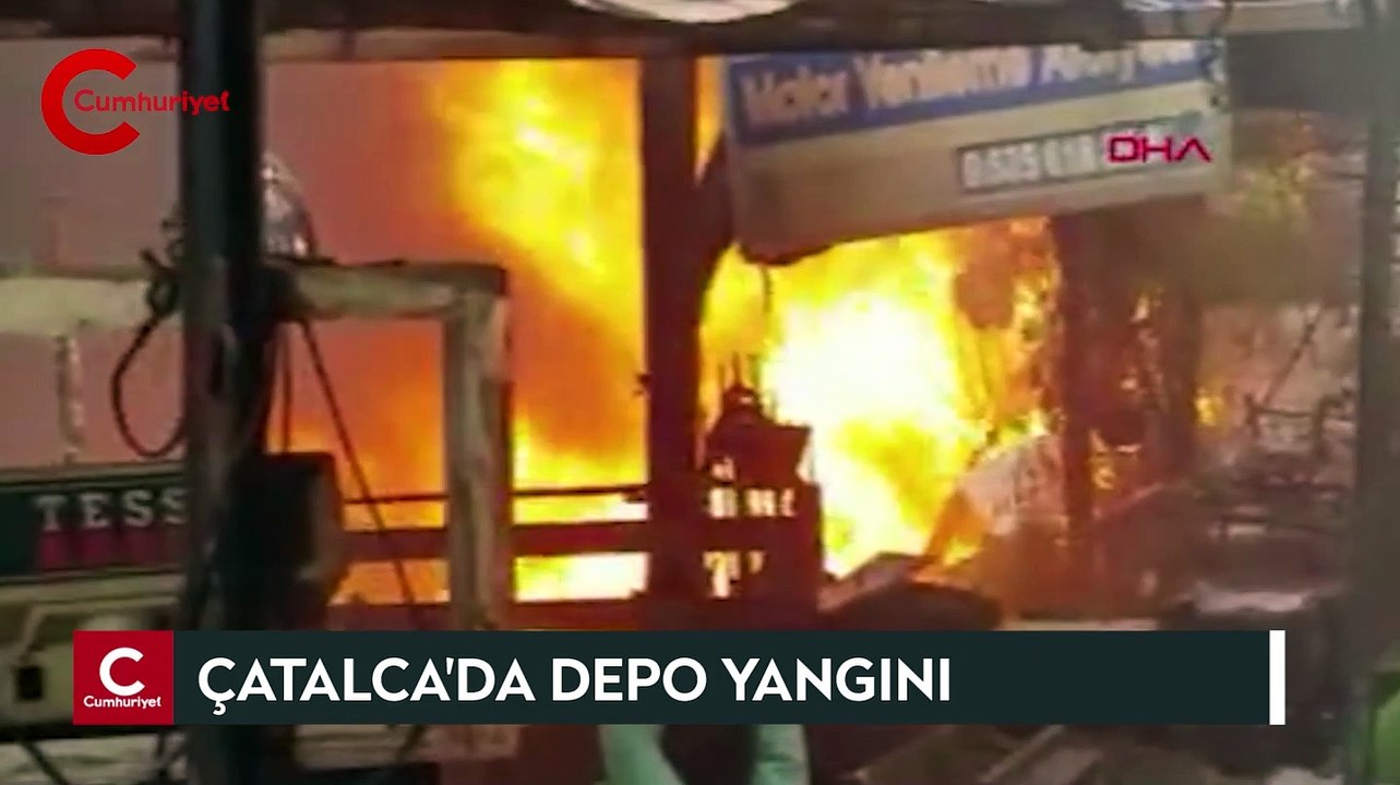 Çatalca'da depo alev alev yandı